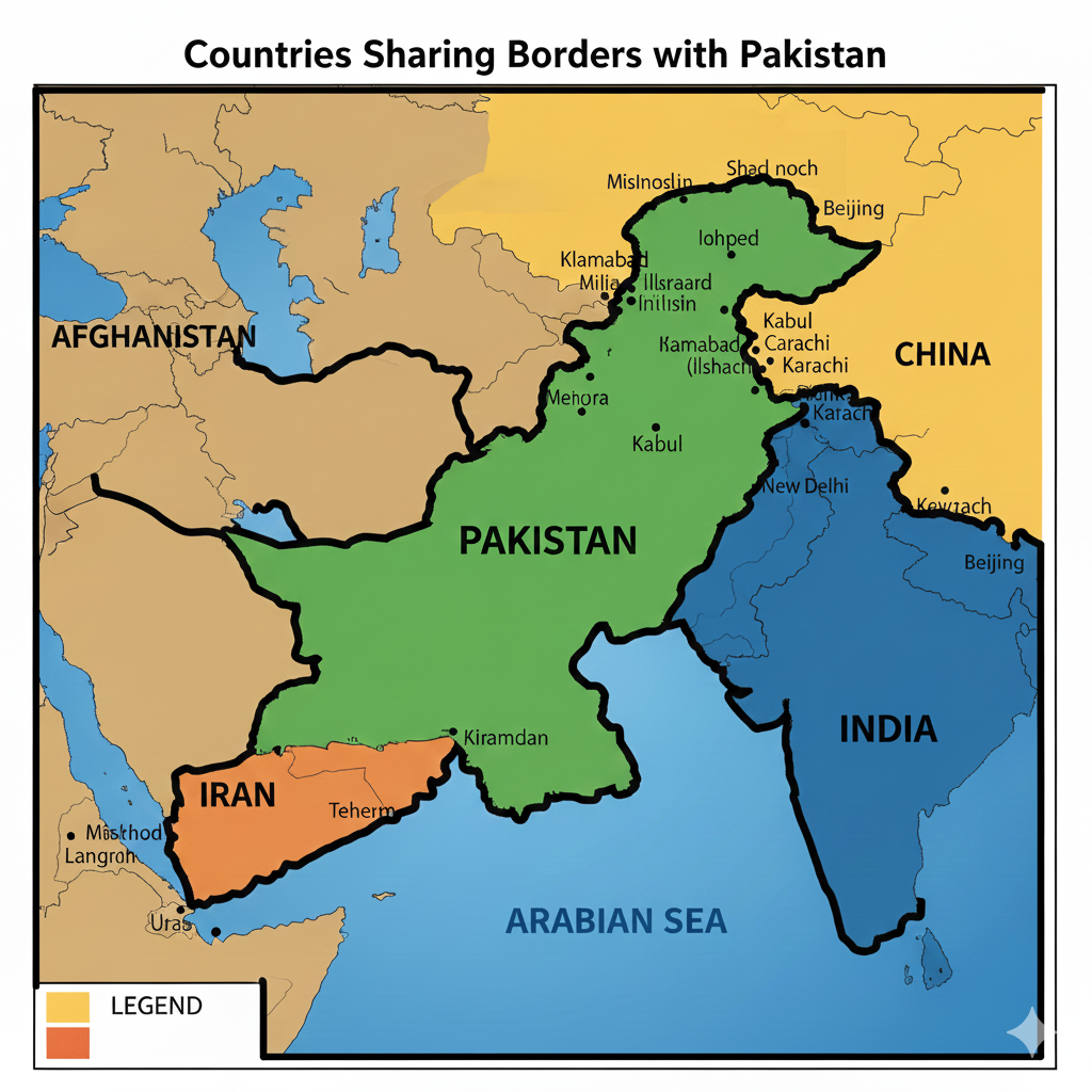 Countries sharing border with Pakistan