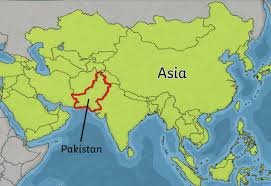 Location of Pakistan in Asia