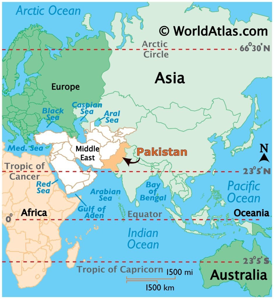 Location of Pakistan on world map